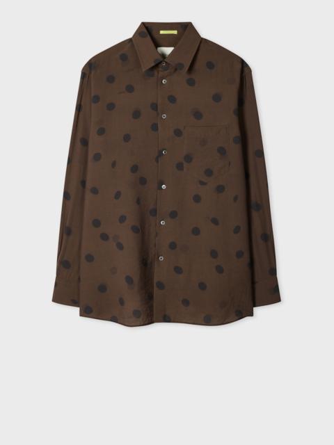 Paul Smith Brown Shadow Polka Viscose-Wool Shirt