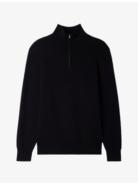Sandro Boxy Stand-Collar Cotton and Wool-Blend Jumper