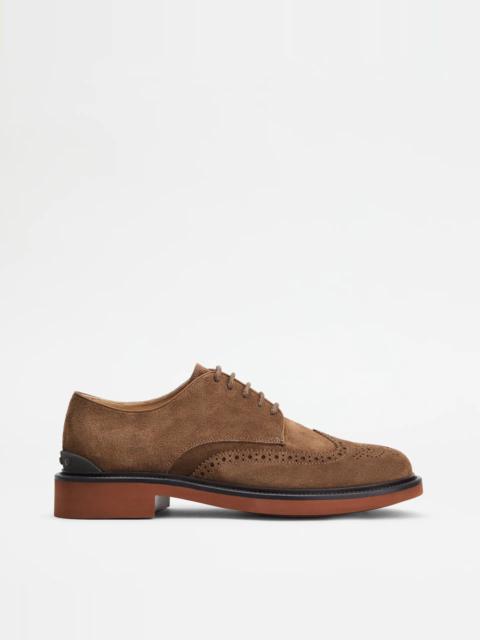 Tod's LACE-UPS IN SUEDE - BROWN