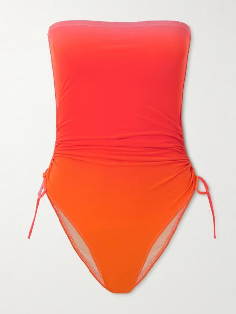 Lido Sessantadue Strapless Ruched Dégradé Swimsuit
