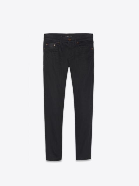 SAINT LAURENT cropped skinny-fit jeans in used black denim