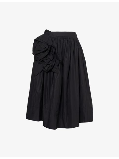 Simone Rocha Rosette Basque Gathered Cotton Midi Skirt