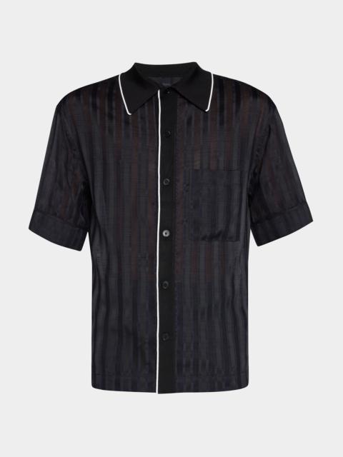 Men's Midnight Mesh Striped Bowling Shirt