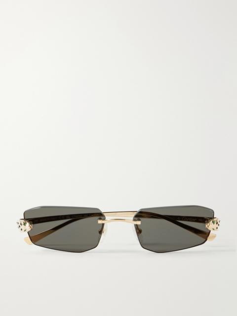 Cartier Panthère de Cartier Rimless Rectangle-Frame Gold-Tone Sunglasses