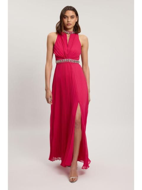KAREN MILLEN Crystal Embellished Woven Split Maxi Dress