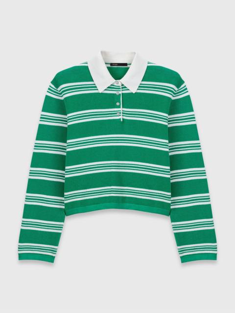 maje Cropped striped polo jumper