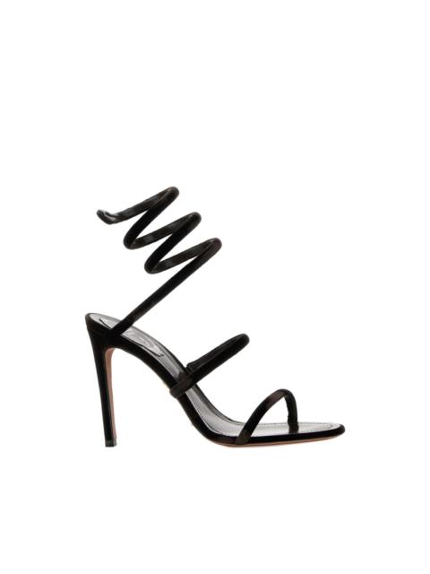 RENE CAOVILLA dark brown spiral-strap sandals