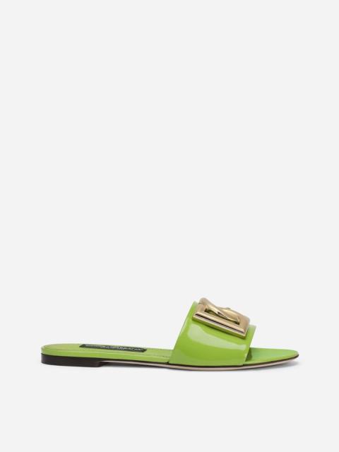 Dolce & Gabbana Polished calfskin sliders with DG logo
