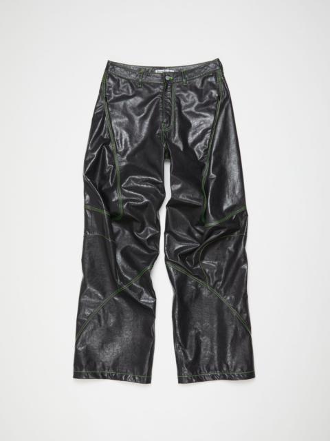 Leather embroidered trousers - Anthracite grey