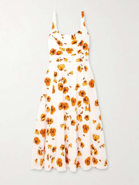 【EMILIA WICKSTEAD】在庫わずか☆ベルギープリーツミディドレス EMILIA WICKSTEAD Corey off-the-shoulder floral-print faille