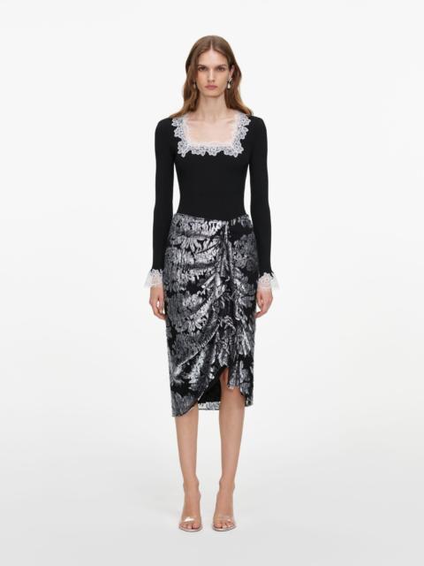 self-portrait Silver Fil Coupe Midi Skirt