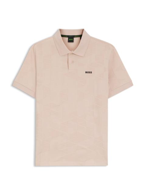 BOSS REGULAR-FIT COTTON KNIT POLO WITH 3D JACQUARD DESIGN