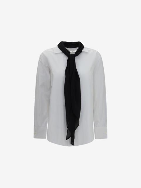 sacai scarf-integrated poplin shirt