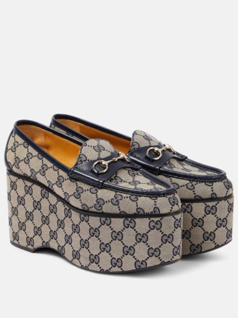 GUCCI Gucci Horsebit GG canvas platform loafers