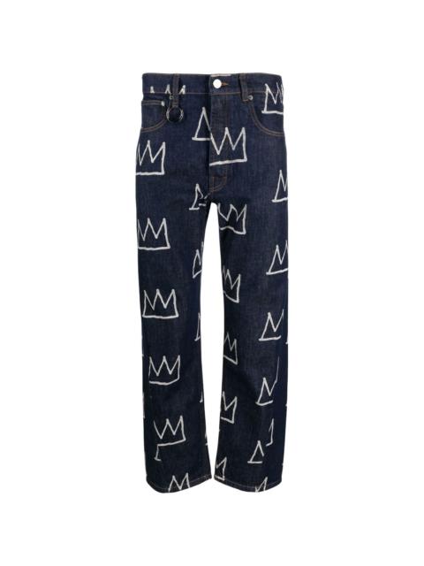 all-over crown-print trousers