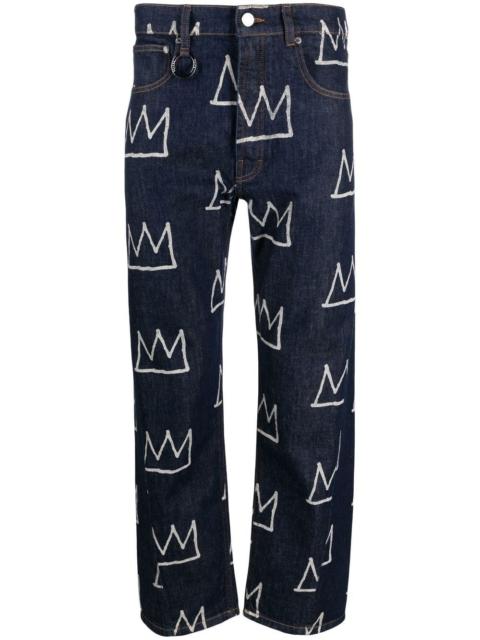 all-over crown-print trousers