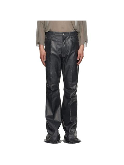 Rick Owens Black Hollywood Bolan Bootcut Leather Pants