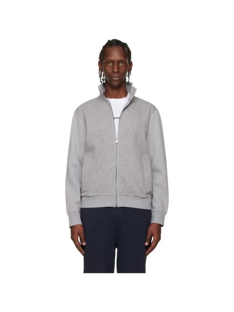 BOSS Gray Zip-Up Mercerized Stretch-Cotton Piqué Sweatshirt