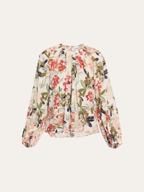 ADAM LIPPES Lottie Floral-Print Crepe De Chine Top