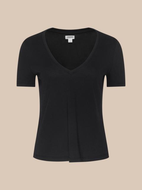 L'AGENCE Brianna Cotton V-Neck Tee