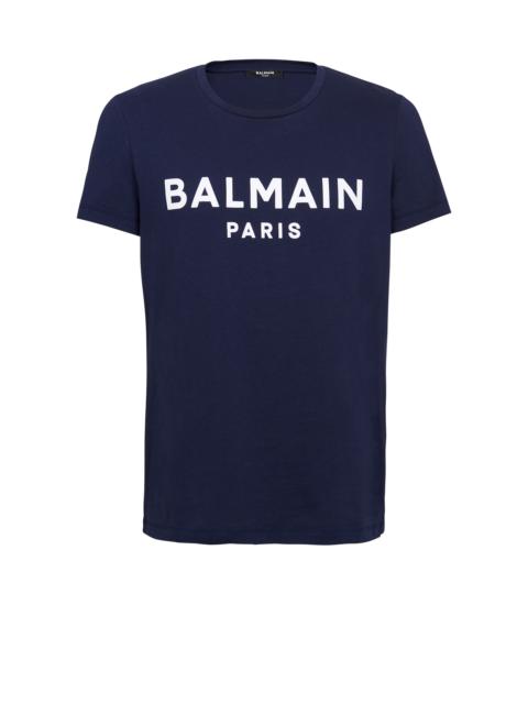 Cotton T-shirt with flocked Balmain medallion