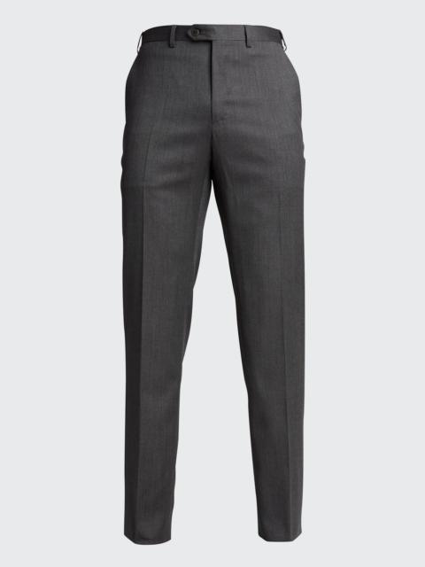 Brioni Men's Wool Straight-Leg Pants, Charcoal