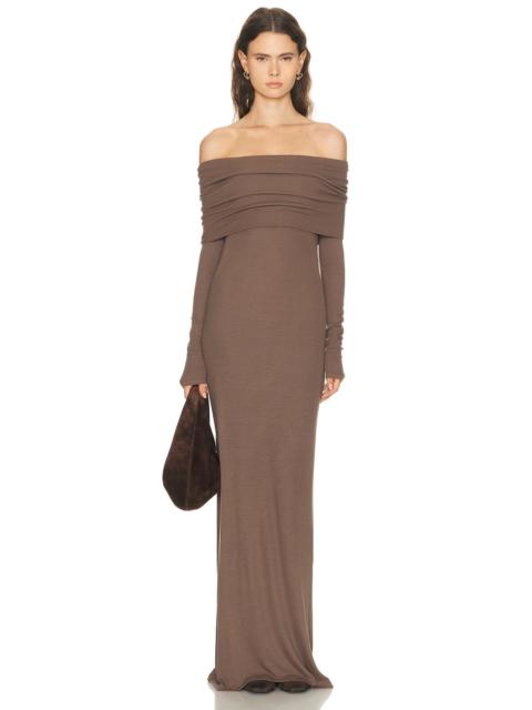 Enza Costa Silk Rib Off Shoulder Fluid Dress