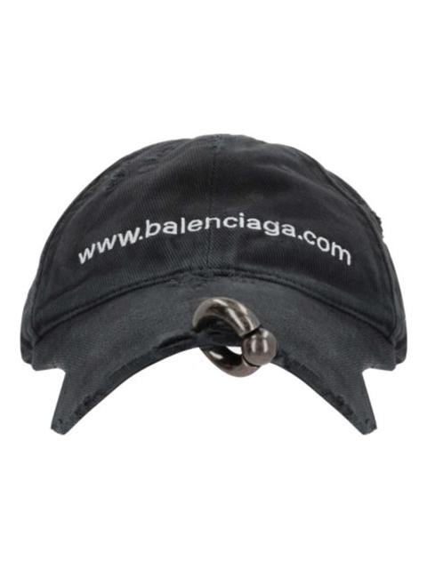 BALENCIAGA Balenciaga Bal.com Front Piercing Cap 'Black Faded' 750716410B21071