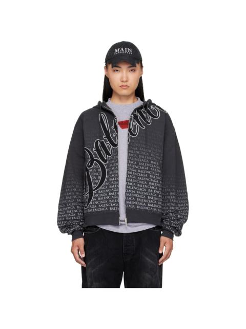 BALENCIAGA Black Oversized Zip-Up Hoodie