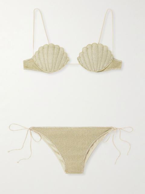 Oséree Lumière Shell metallic bikini Gold
