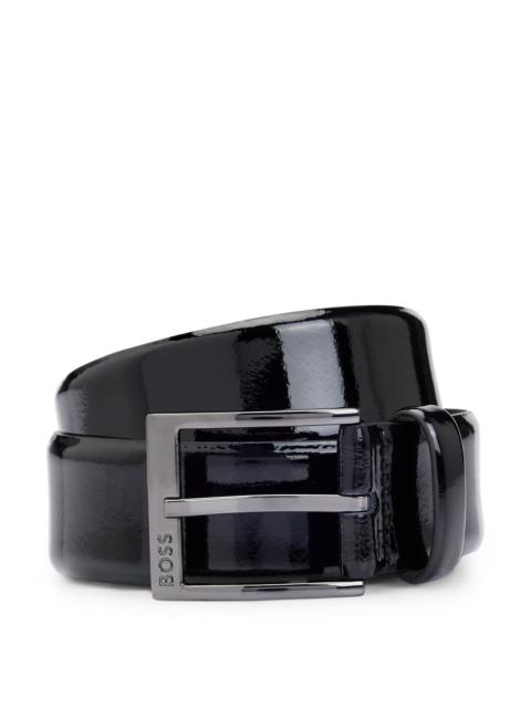 BOSS ITALIAN PATENT-LEATHER BELT WITH LOGO BUCKLE