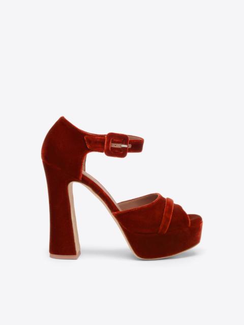 MALONE SOULIERS Yuri 125 Dark Orange Velvet Platform Sandals