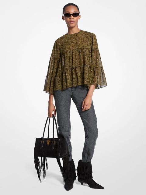 MICHAEL KORS Paisley Print Georgette Tiered Blouse
