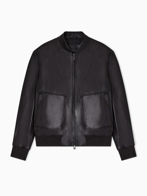 EMPORIO ARMANI PLONGE NAPPA-LEATHER BLOUSON