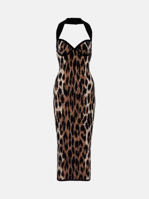Balmain Animal-printed halterneck maxi dress