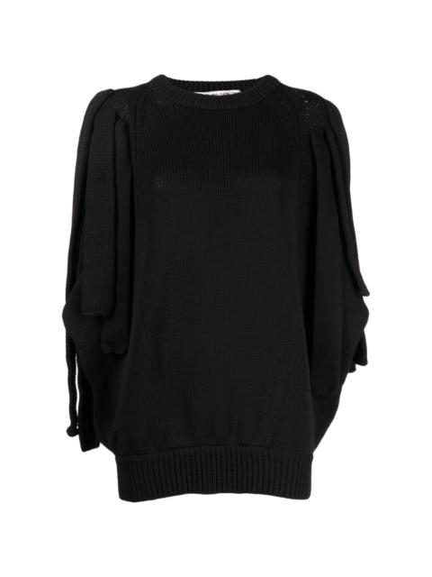 layered-sleeve chunky-knit jumper