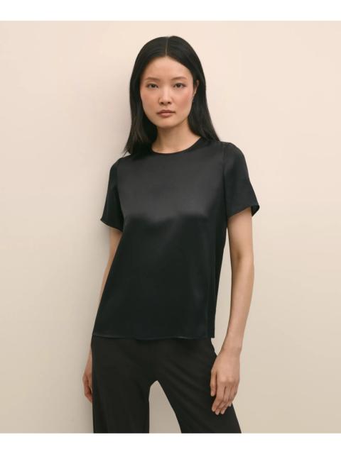 Brooks Brothers Short-Sleeve Top in Washable Silk Charmeuse