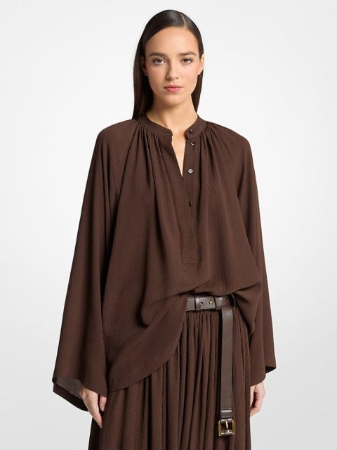 MICHAEL KORS COLLECTION Silk Seersucker Poet Blouse