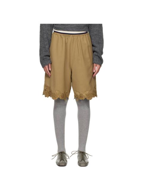 CORDERA Taupe Embroidered Bermuda Shorts
