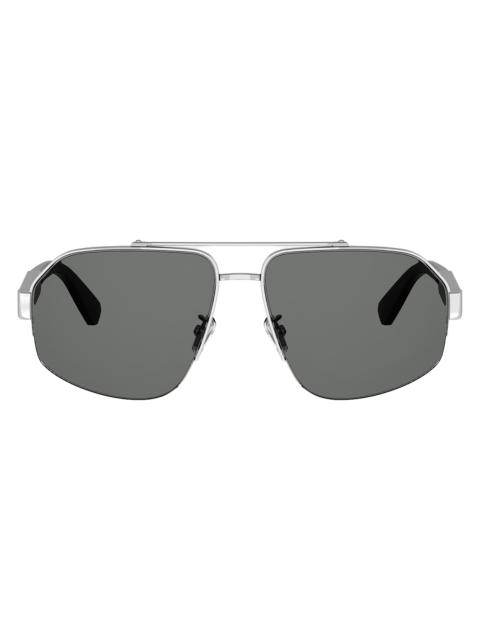 BVLGARI Men's 59MM Polarized Aviator Sunglasses - Palladium Smoke Polarized