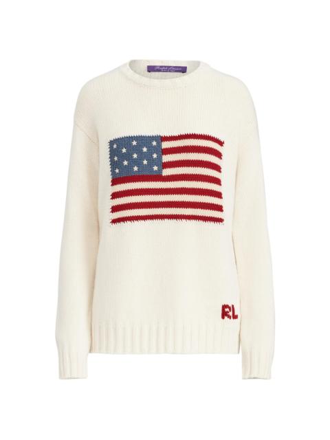 Ralph Lauren Women's American Flag Cashmere Sweater - Lux Cream