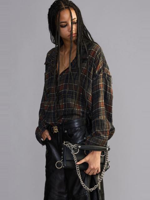 R13 Reversible Shredded Seam Drop Neck Shirt