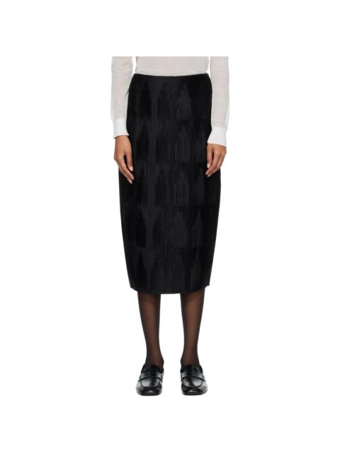 RÓHE Black Plissé Satin Midi Skirt