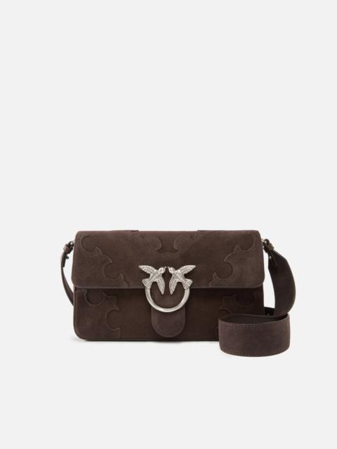 PINKO LOVE BAG ONE SLOUCHY MEDIUM SHOULDER BAG IN SUEDE WITH INLAYS