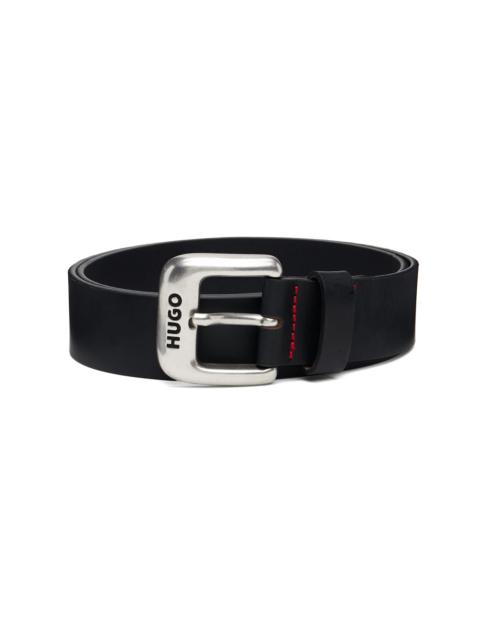 HUGO Black Buffed Leather Belt