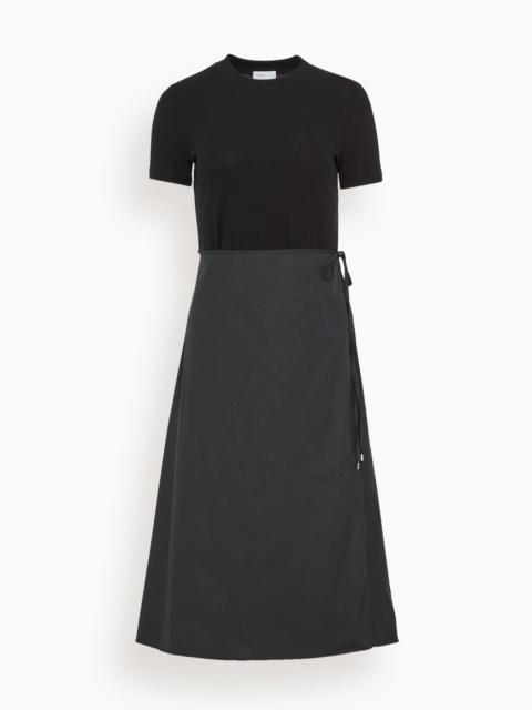 ROSETTA GETTY Short Sleeve Apron Combo T-Shirt Dress in Black