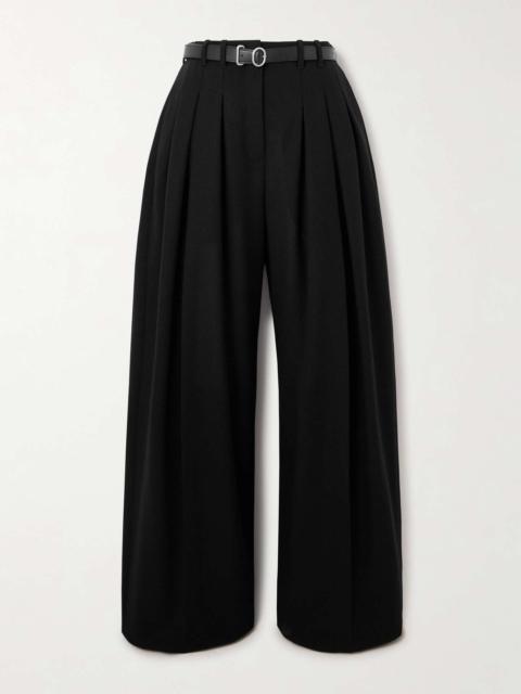 Jil Sander Belted pleated wool wide-leg pants