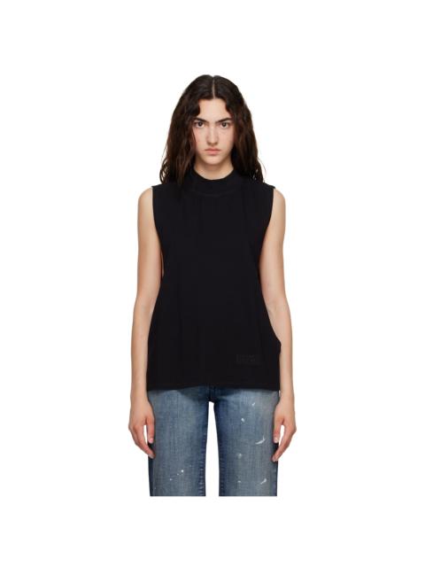 MM6 Maison Margiela Black Cotton Jersey Sleeveless Top