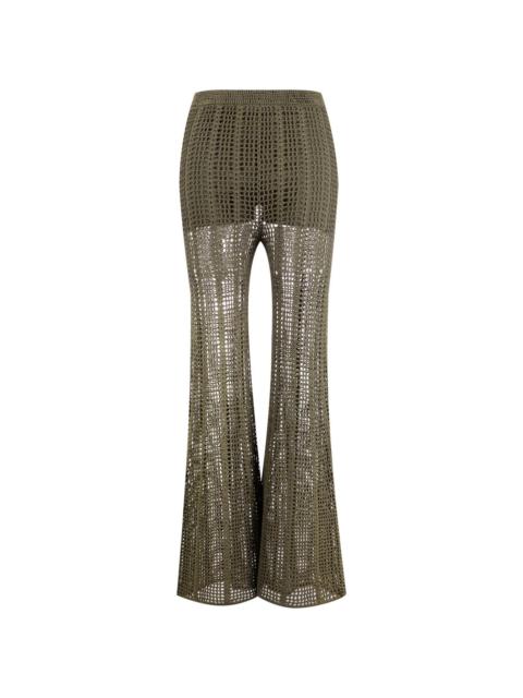 crochet-design flared trousers