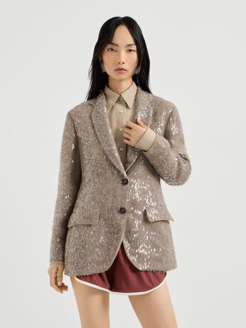 Brunello Cucinelli Dazzling cascade embroidery blazer in crispy silk